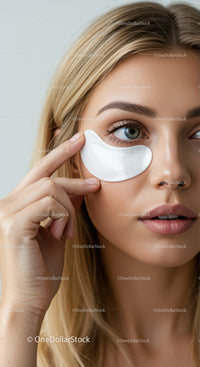 Close-up of Woman Applying Hydrating Eye Mask for Beautiful Skin