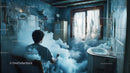 Abandoned Bathroom with Flooding and Steam Atmospheric Scene