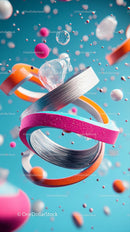 Abstract 3D Floating Spheres and Shapes with Bright Background