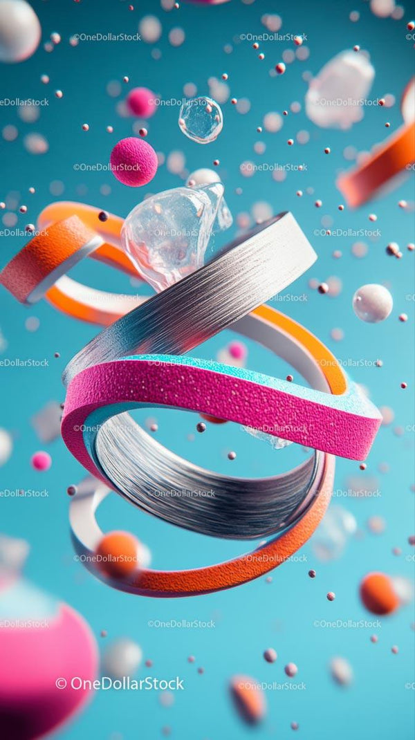 Abstract 3D Floating Spheres and Shapes with Bright Background