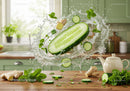 Refreshing cucumber splash with ginger and mint leaves