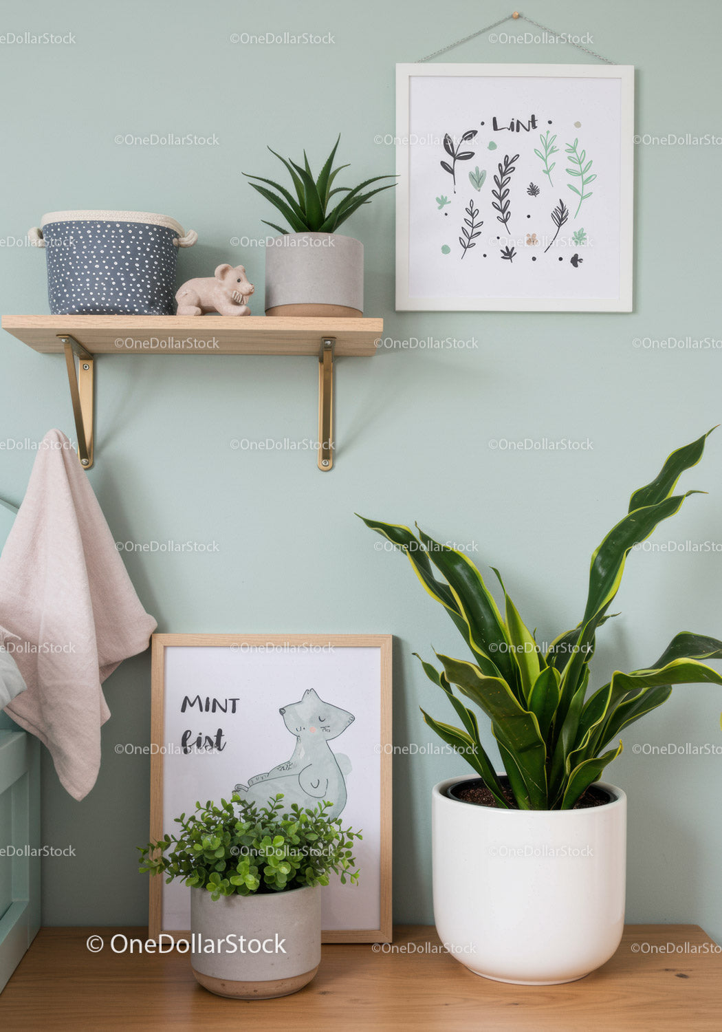 Indoor Greenhouse with Potted Plants and Botanical Wall Art