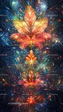 Vibrant Cosmic Explosion with Luminous Fractal Patterns and Glowing Sparks