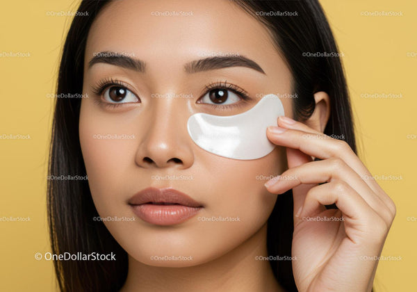 Young Woman Applying Eye Mask for Skincare and Beauty Routine