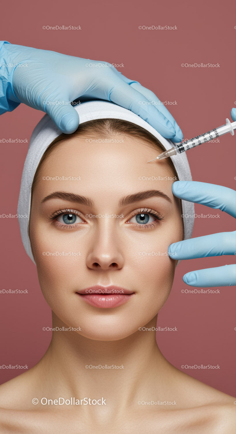 Kobieta z dermatologii estetycznej otrzymująca zastrzyk w twarz w klinice