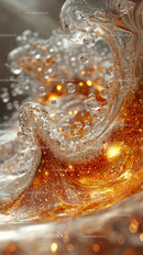 Abstract Liquid Splash with Gold and Silver Reflections