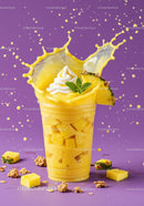Refreshing pineapple smoothie with cream and fresh mint