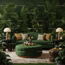 Cozy Green Living Room with Botanical Wall Decor