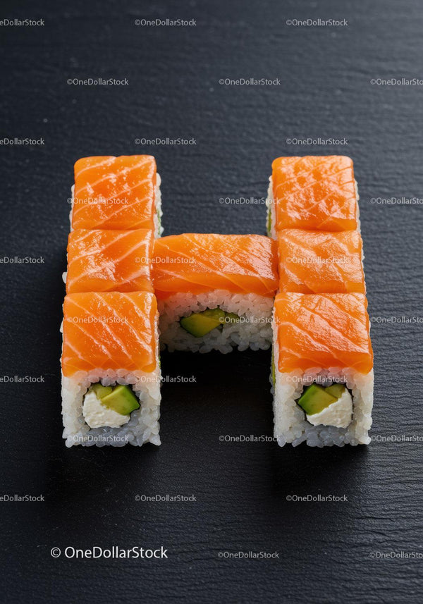 Fresh salmon sushi rolls with avocado and cream cheese