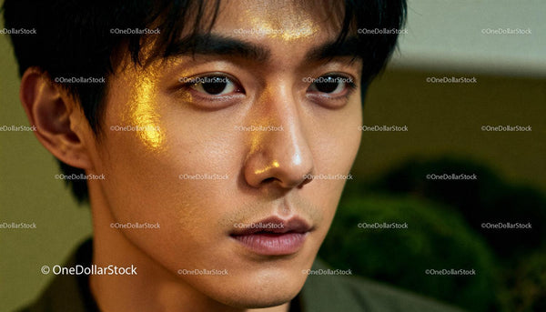 Close-up Portrait of Young Man with Golden Light