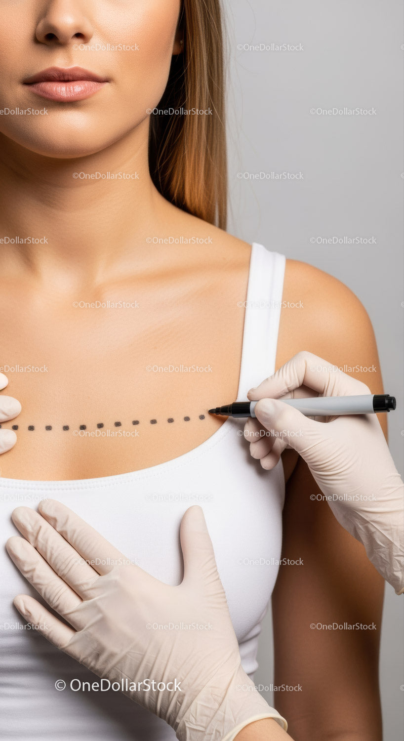 Woman Undergoing Medical Breast Examination for Cancer Screening