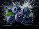 Fresh Blueberries with Water Splash in Vibrant Aquatic Scene