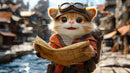 Cute Cat Wearing Goggles and Explorer Outfit in a Nature Setting