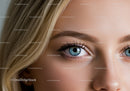 Close up of blue eyes and natural blonde hair