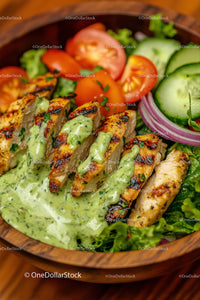 Grilled Chicken Salad with Fresh Vegetables and Herb Dressing