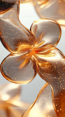 Close-up of Gold Metallic Balloons with Sparkling Confetti for Celebration