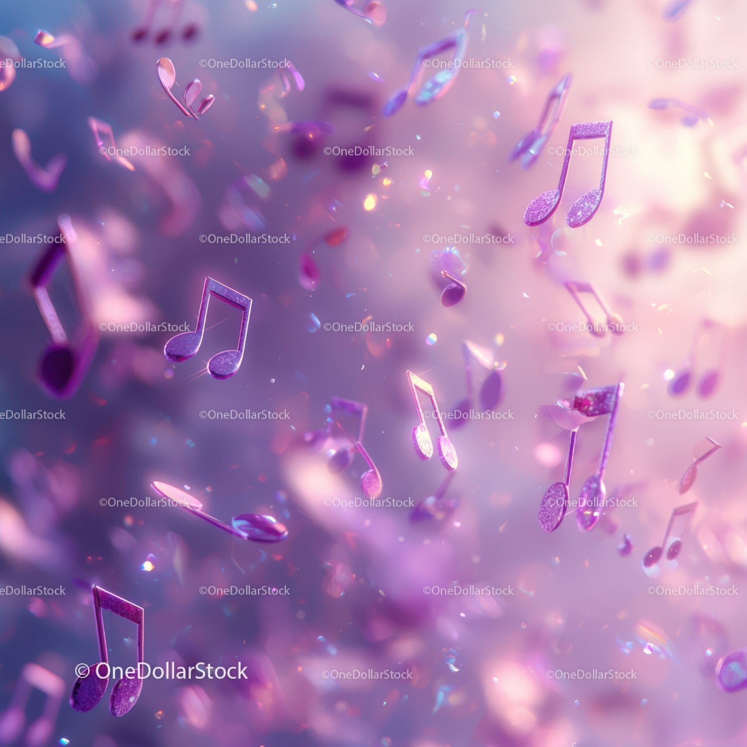 Colorful Musical Notes and Confetti in Vibrant Celebration Scene