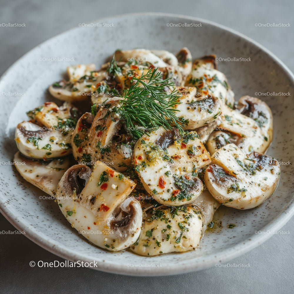 Sautéed Mushrooms with Garlic and Herbs Plate for Gourmet Cuisine (26 Images)