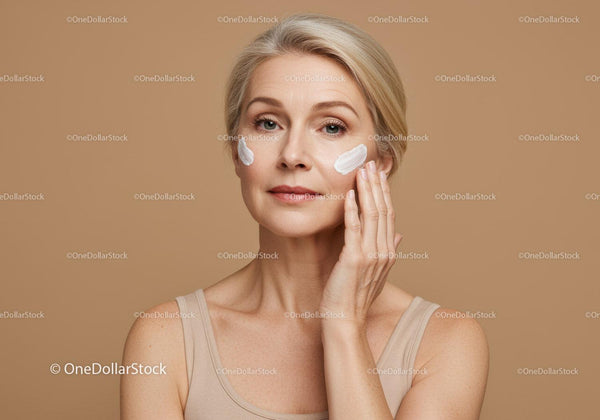 Woman Applying Skincare Cream for Youthful and Healthy Skin