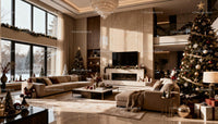 Spacious Living Room Decorated for Cozy Christmas Celebration