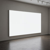 Minimalist empty gallery wall with blank white canvas