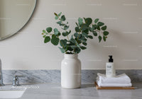 Modern Kitchen Decor with Green Eucalyptus in White Vase