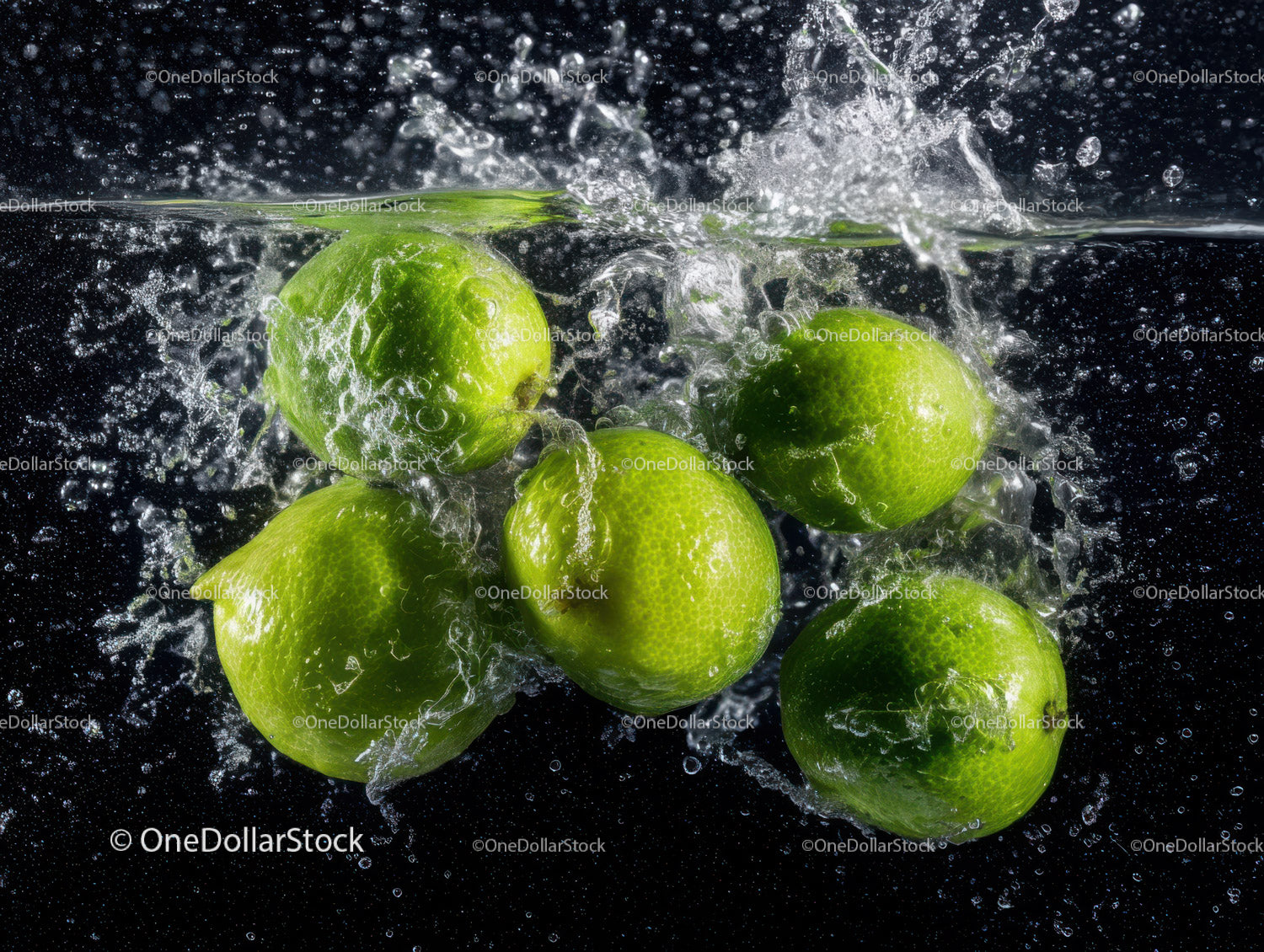 Fresh Green Limes Splashing in Water for Food and Beverage Advertising