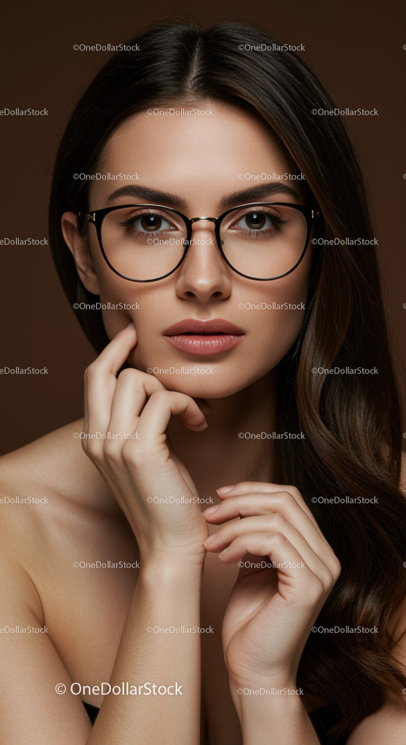 Elegant Woman with Glasses and Confident Expression for Fashion Campaign