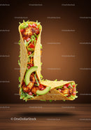 Taco Wraps Arranged In Letter L With Fresh Ingredients