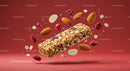 Healthy granola bar with almonds and dried cranberries