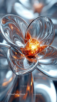 Abstract Metallic Glass Sculpture for Modern Interior Decor