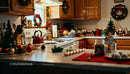 Cozy kitchen adorned with festive Christmas decorations