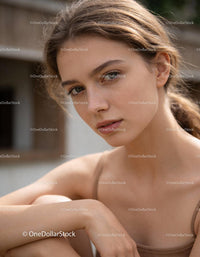 Serene young woman enjoying quiet moment outdoors