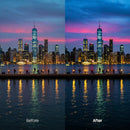 Before and after Cinematic Streets Neon LUT Pack effect