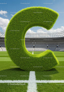 Large Grass Letter C on Soccer Field Center Line