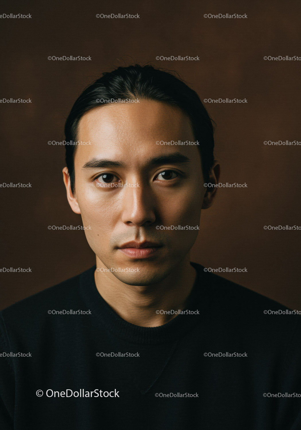 Portrait of a Young Man with Calm Expression and Sleek Hairstyle