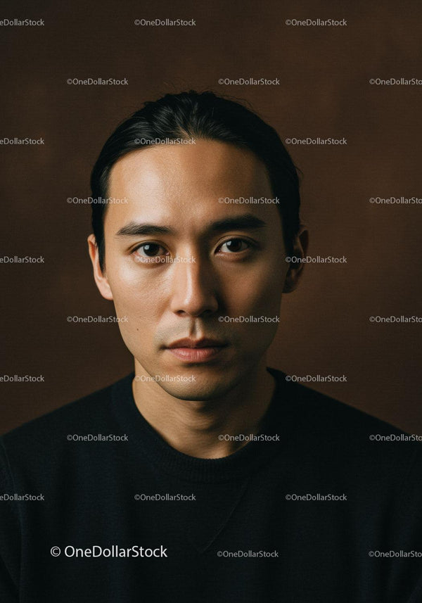 Portrait of a Young Man with Calm Expression and Sleek Hairstyle