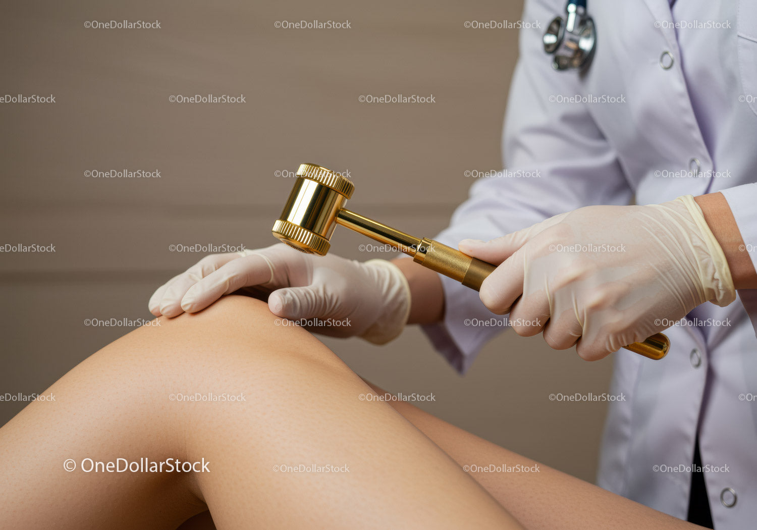 Doctor Conducting Medical Examination with Gavel in Healthcare Setting