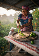 Woman Preparing Traditional Lime-Topped Tortilla Outdoors