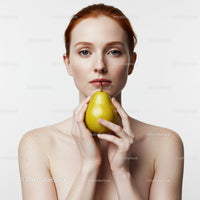 Elegant Woman with Yellow Pear Portrait for Beauty and Lifestyle