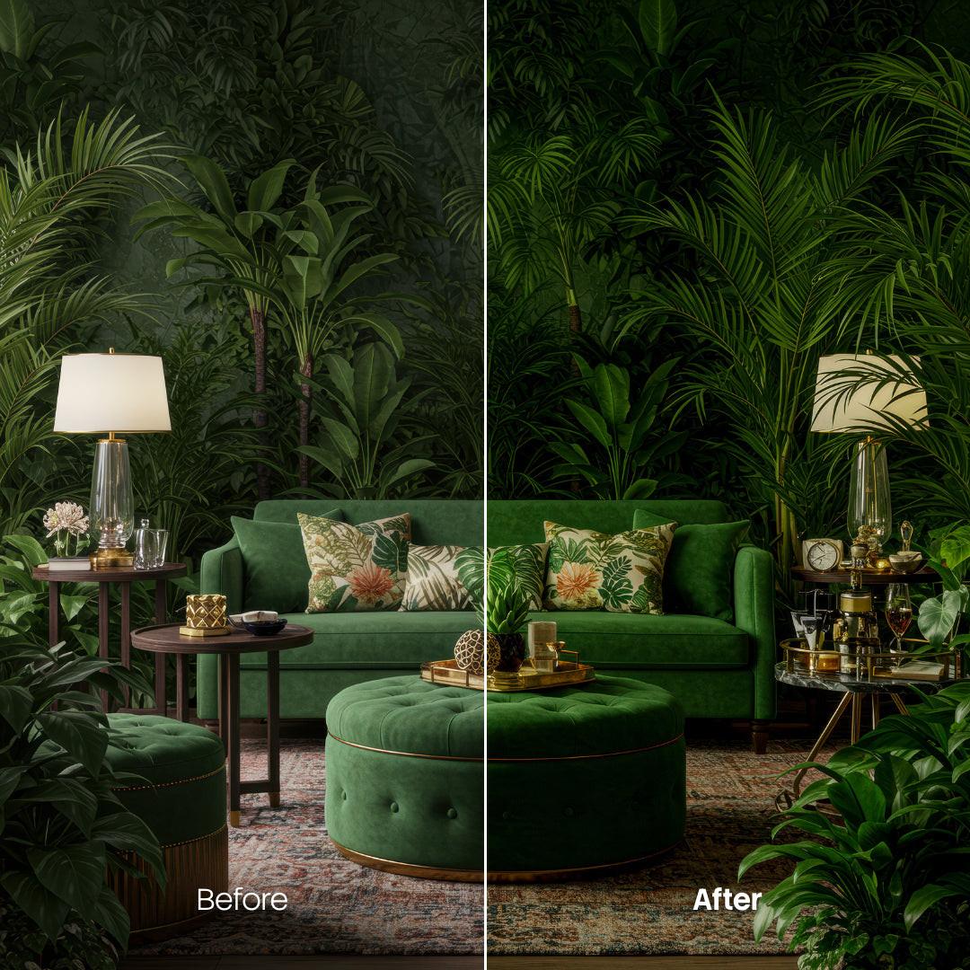 Before and after Botanical LUT Pack effect