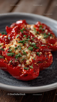 Stuffed Red Bell Peppers with Cheese and Herbs for a Delicious Meal