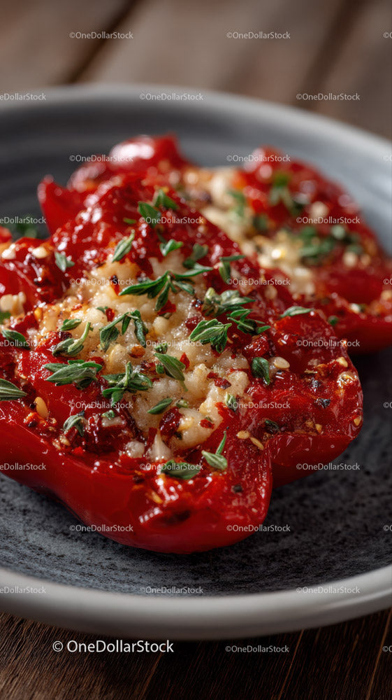 Stuffed Red Bell Peppers with Cheese and Herbs for a Delicious Meal