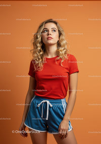Thoughtful young woman in casual sporty outfit