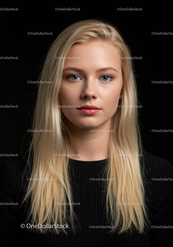Blonde woman looking confidently with natural makeup