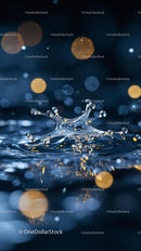 Dynamic Water Splash with Glowing Reflections in Night Scene