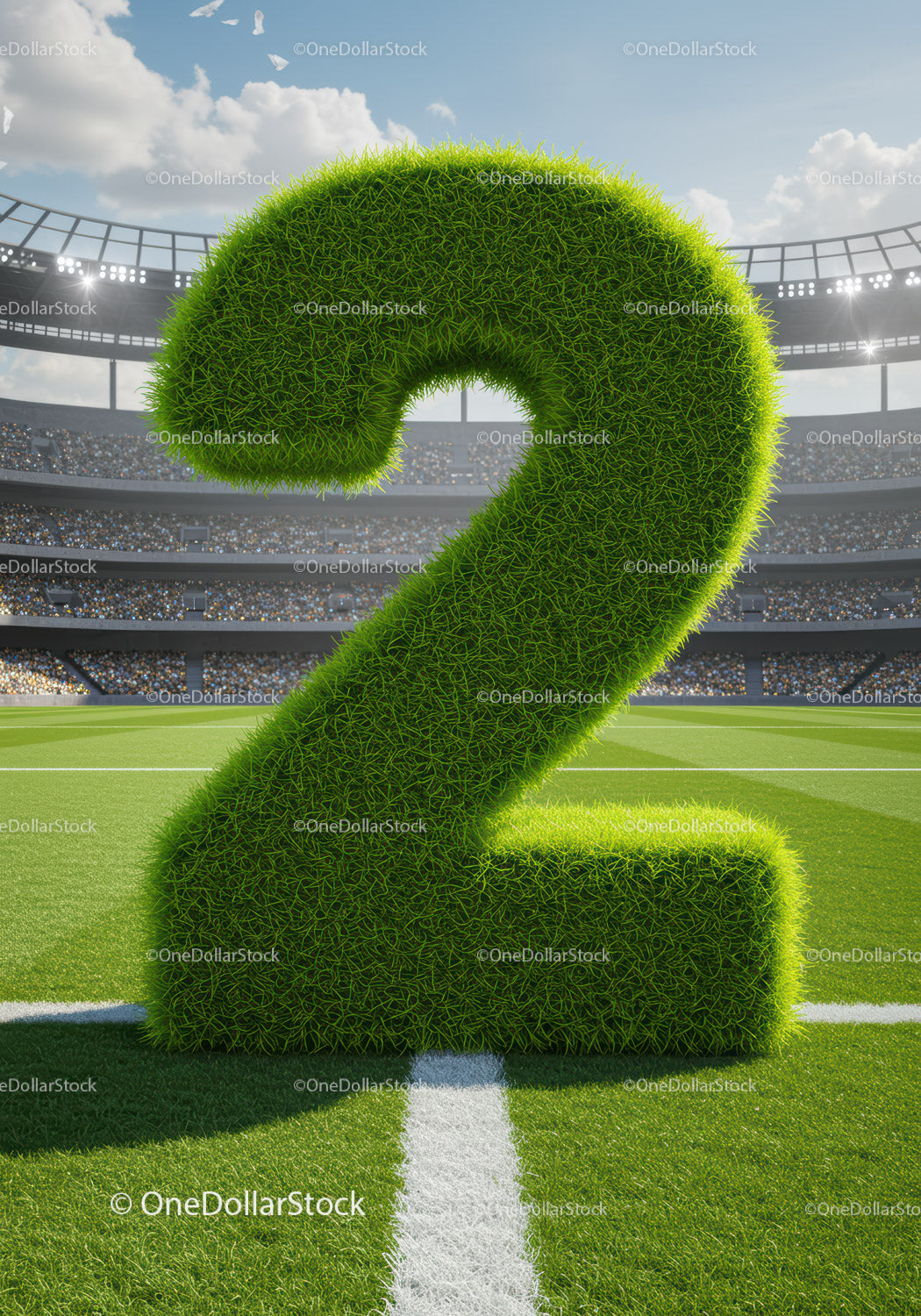 Green Grass Number Two on Football Stadium Field