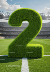 Green Grass Number Two on Football Stadium Field