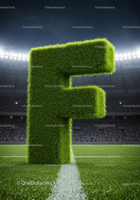 Large Grass Letter F on Soccer Stadium Field