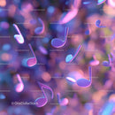Colorful Floating Music Notes in Vibrant Neon Atmosphere